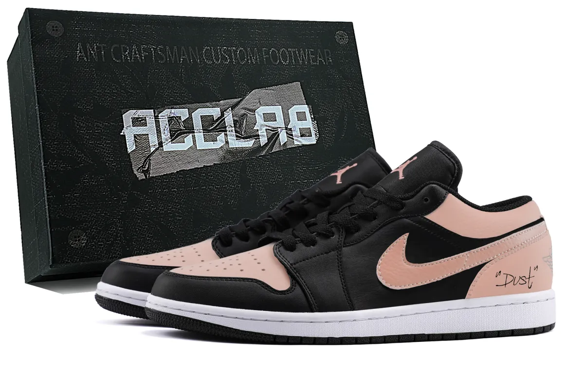 Jordan Air Jordan 1 Abrasion Resistant Abrasion Resistant Low top Vintage Basketball Shoes Unisex Black Pink