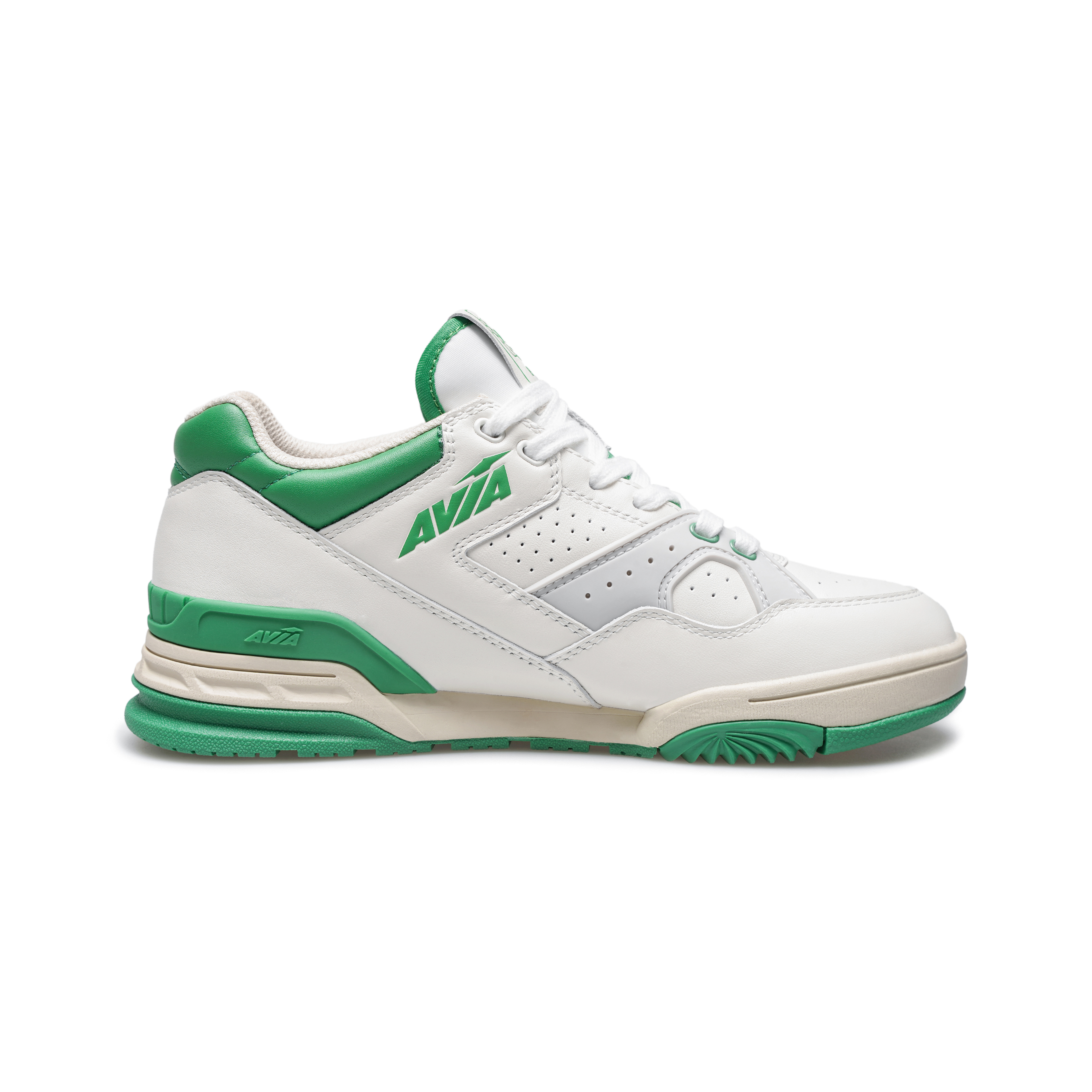 AVIA 855L Top Grain Cow Leather Cushioning, Wear Resistant Low top Vintage Basketball Shoes Women’s White Green