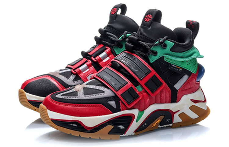 Li Ning Slip Resistant Coverage Thermal High top Vintage Basketball Shoes Men’s Black Red Green