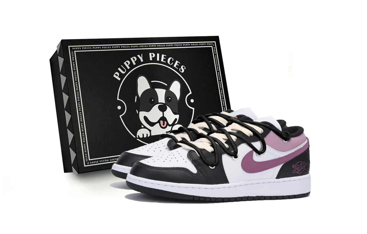 Jordan Air Jordan 1 Abrasion Resistant Low top Vintage Basketball Shoes Men's Black Pink