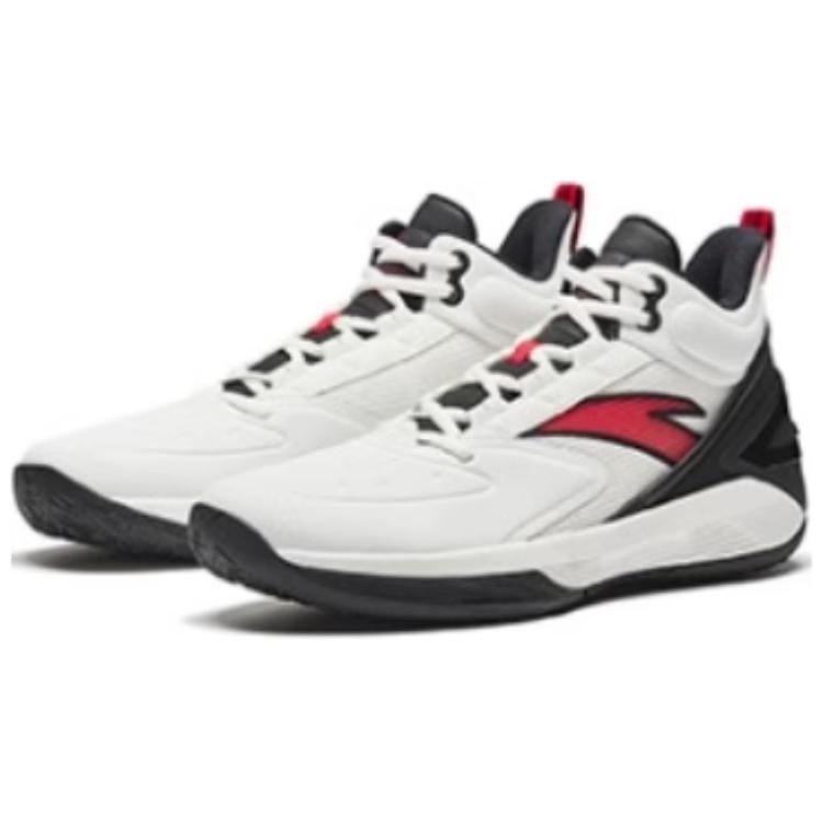 Anta Cushioning Slip Resistant Coverage High top Basketball Shoes Men’s White Black Red