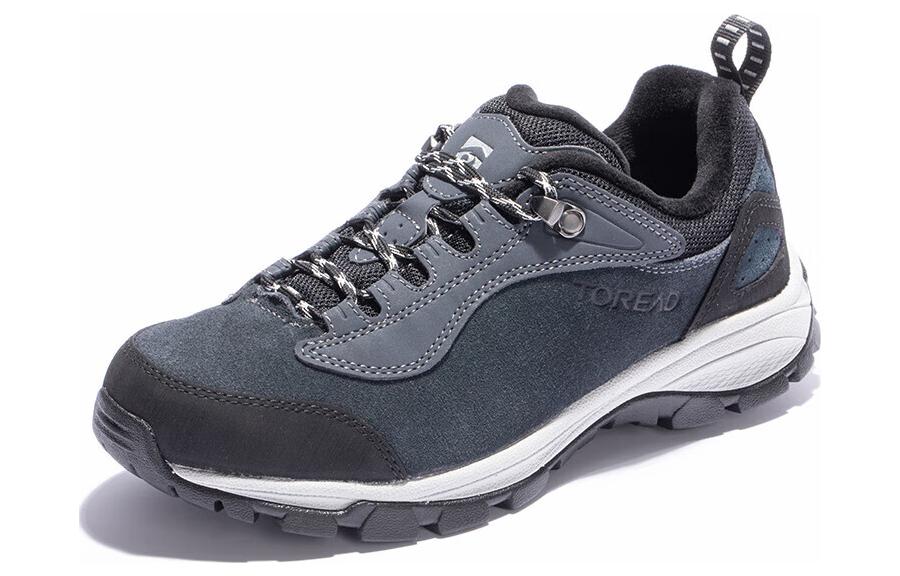 TOREAD Leather Fleece lined Slip Resistant Abrasion Resistant Low top Outdoor Shoes Women’s Black Gray