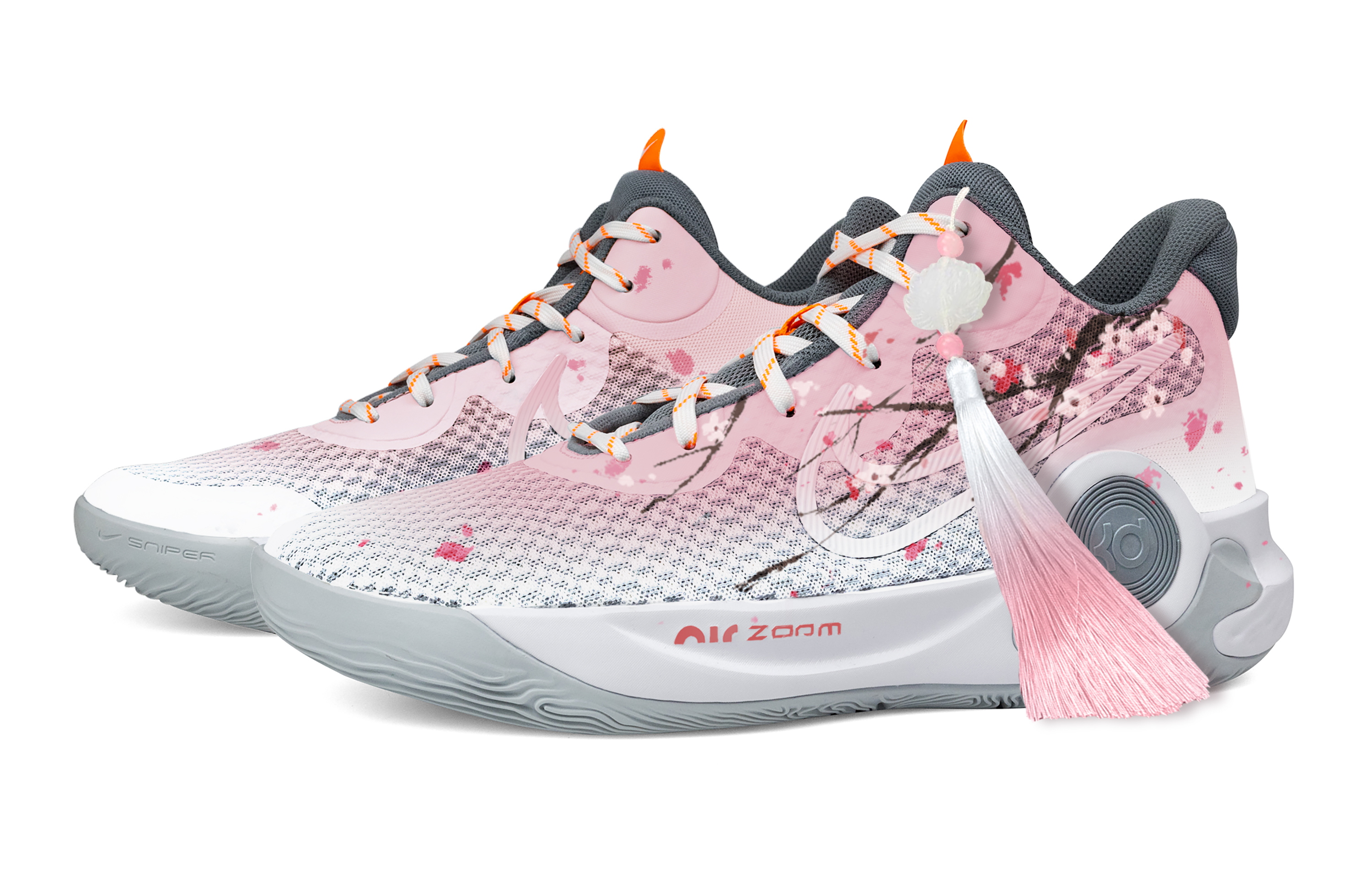 Nike KD Trey 5 IX Cushioning, Wear Resistant Mid top Basketball Shoes Unisex Gray Pink