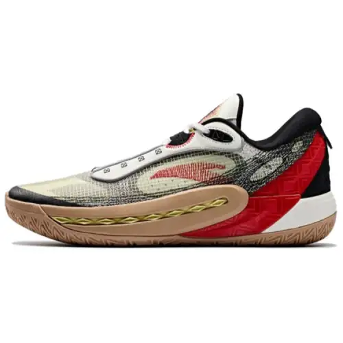 Anta Shock Wave 6 Abrasion Resistant Cushioning Coverage Low top Basketball Shoes Women's Beige Black Red
