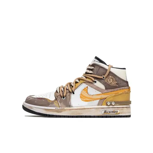 Jordan Air Jordan 1 Vintage Basketball Shoes Men's Mid Top Brown/White