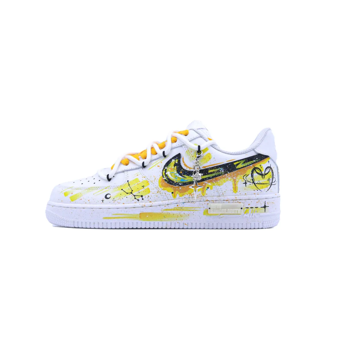 Nike Air Force 1 Slip Resistant Abrasion Resistant Low top Skateboard Shoes Unisex White Yellow