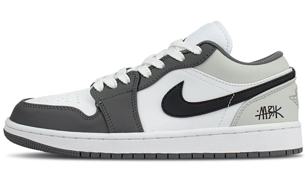 Jordan Air Jordan 1 Leather Cushioning Breathable Support Low top Vintage Basketball Shoes Women's Gray White