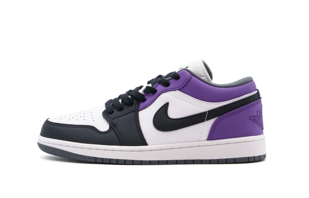 Jordan Air Jordan 1 Abrasion Resistant Low top Vintage Basketball Shoes Unisex Black Purple
