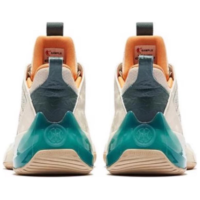QIAODAN Textile, Synthetic Leather Cushioning Slip Resistant Abrasion Resistant Mid top Basketball Shoes Men’s