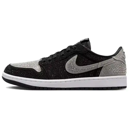 Swarovski/Swarovski x Jordan Air Jordan 1, comfortable and versatile, shock-absorbing, non-slip and wear-resistant, low-cut retro basketball shoes, women's black gray