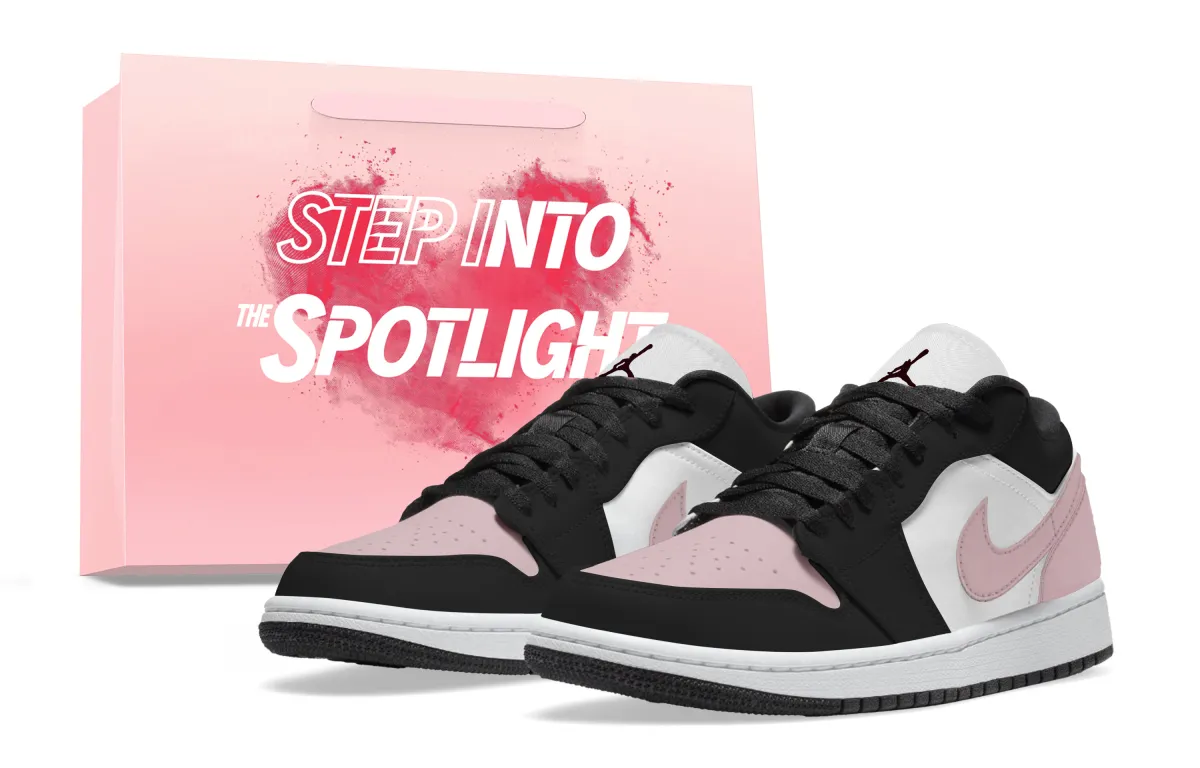 Jordan Air Jordan 1 Low top Skateboard Shoes Unisex Black Pink