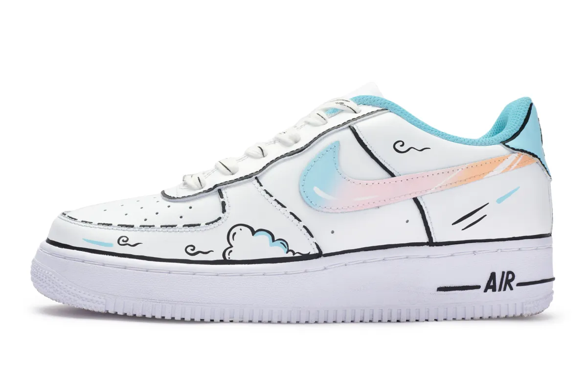 Nike Air Force 1 811 Manufacturing, Cloud Fantasy Low top Skateboard Shoes Women's White Blue Black