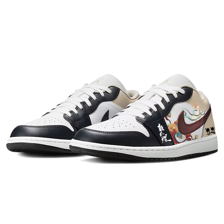 Jordan Air Jordan 1 Abrasion Resistant Low top Vintage Basketball Shoes Unisex Black