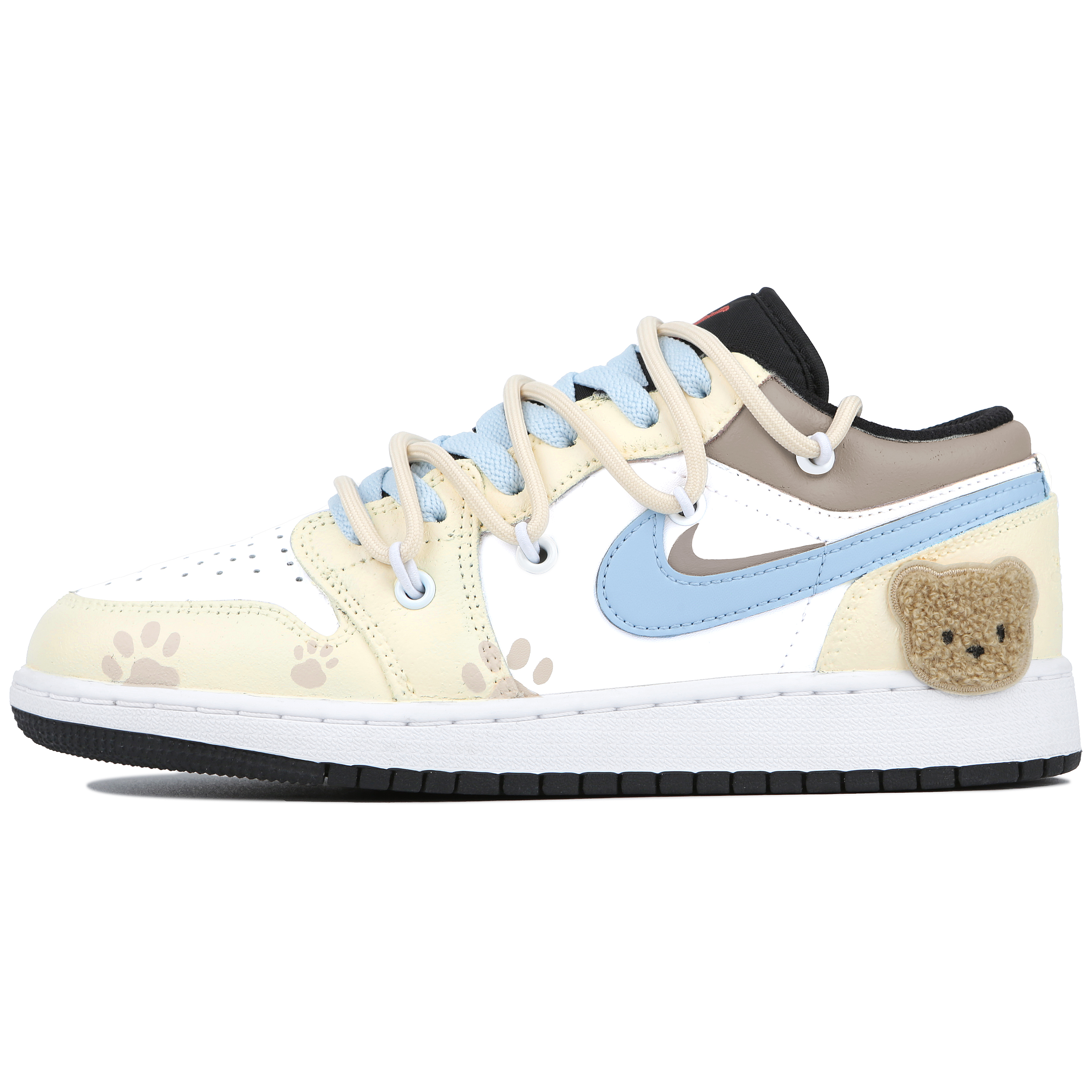 Jordan Air Jordan 1 Bear Balloon Cushioning Slip Resistant Low top Vintage Basketball Shoes GS Blue Yellow