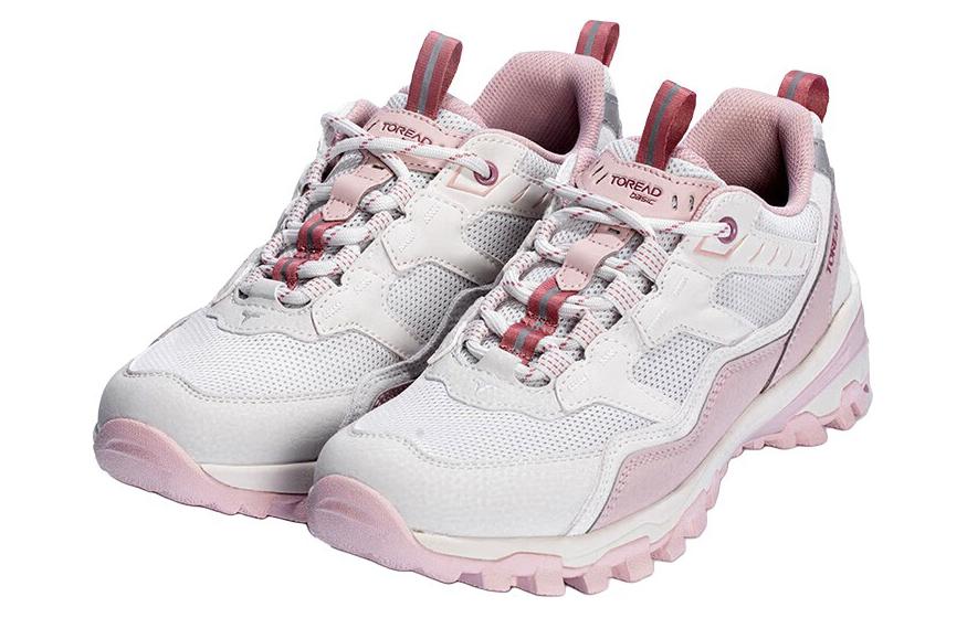 TOREAD Slip Resistant, Abrasion Resistant, Breathable Low top Hiking Shoes Women’s White Pink