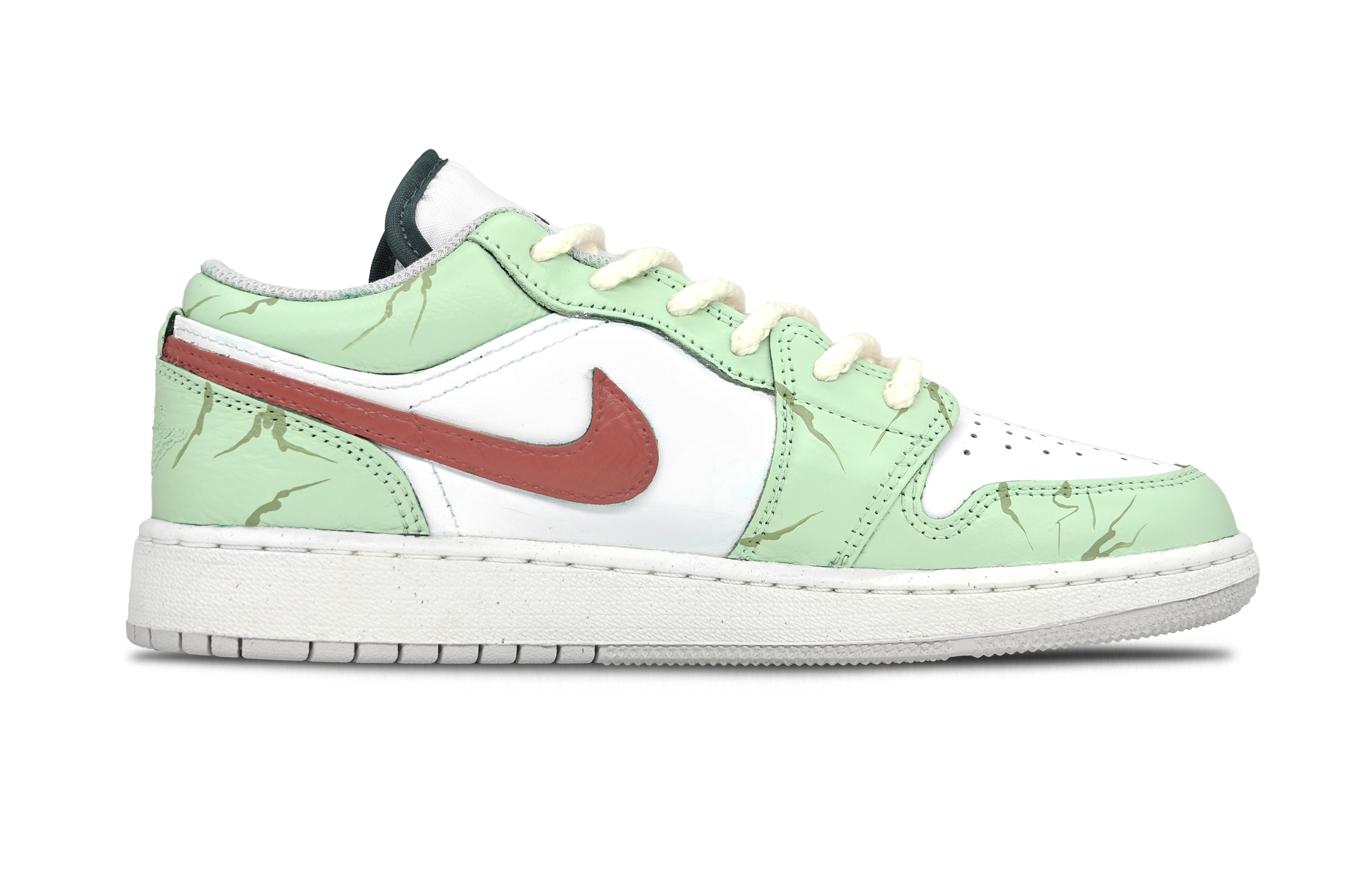 Jordan Air Jordan 1 Pine Shadow Cyan Abrasion Resistant Low top Vintage Basketball Shoes Men’s White Green