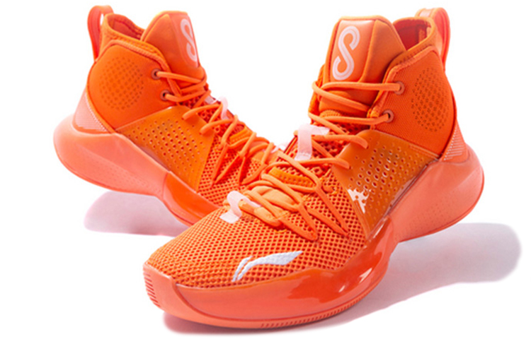 Li Ning SONIC 8 High top Slip Resistant Abrasion Resistant Basketball Shoes Men’s Carrot Orange