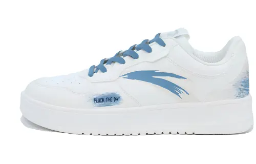 Anta Easy Slip Resistant Abrasion Resistant Low top Skateboard Shoes Unisex White Blue