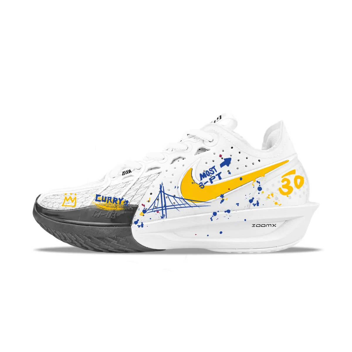 Nike G.T. Cut 3 EP BNK Curry Graffiti Low top Basketball Shoes Men's White Yellow