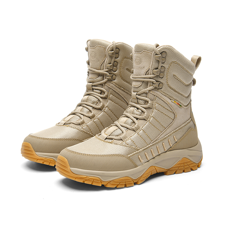 GLUNA Mountaineering & Hiking Shoes Unisex High Top Ecru