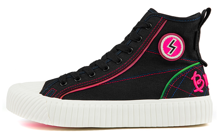 Kappa Player Collection Fashion Trend Abrasion Resistant Abrasion Resistant High top Canvas Shoes Women's Black