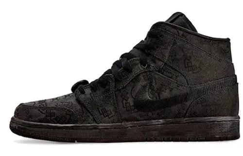 Edison Chen x Jordan Air Jordan 1 Mid Fearless Non slip Lightweight Mid top Vintage Basketball Shoes Men's Black