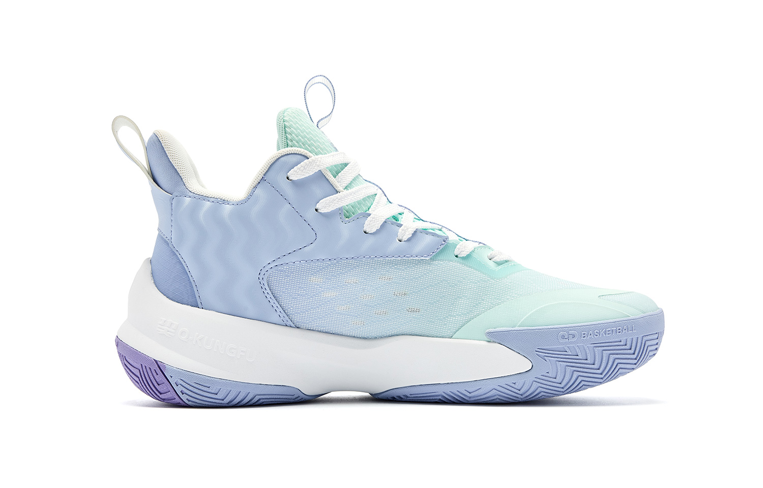 QIAODAN Broken Shadow 5 Cushioning Abrasion Resistant Low top Basketball Shoes Men’s Cyan Purple