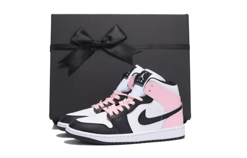 Jordan Air Jordan 1 Slip Resistant Abrasion Resistant Low top Vintage Basketball Shoes Women's Black Pink