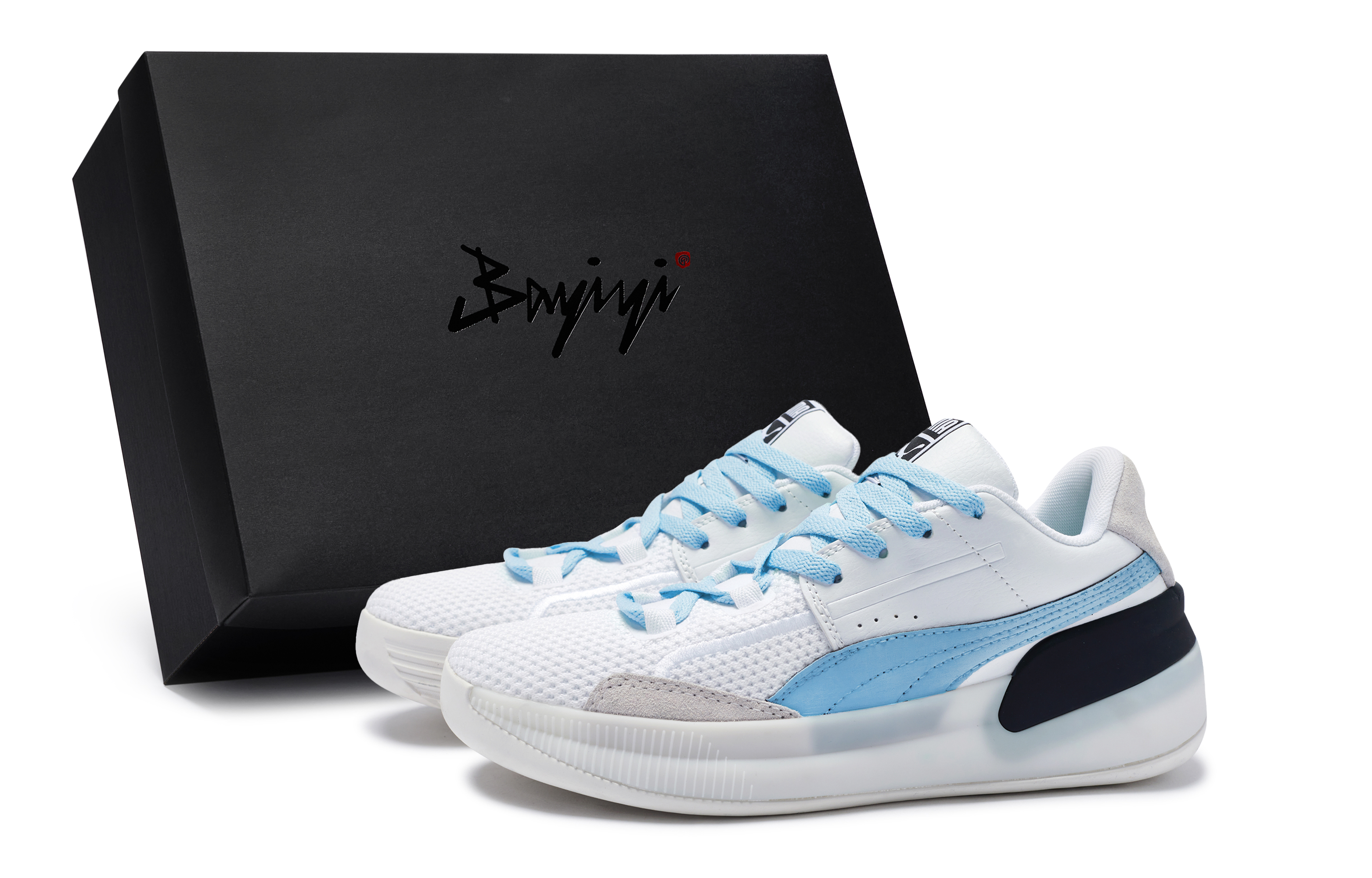 PUMA Clyde Hardwood 811 Manufacturing, Summer Green Purple Blue, Special Shoe Box Cushioning Low top Basketball Shoes