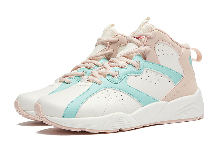 361° QU!KFOAM Mesh, Synthetic Leather Abrasion Resistant Breathable Mid top Basketball Shoes Women’s White Pink