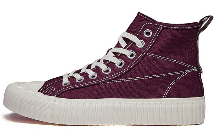 Kappa Fabric Coverage Slip Resistant High top Skateboard Shoes Unisex Burgundy