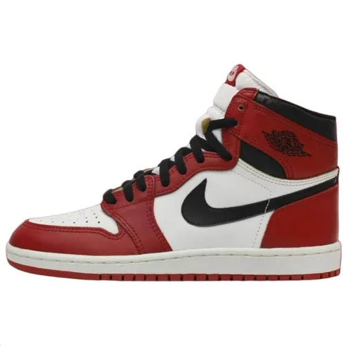 Jordan Air Jordan 1 Slip Resistant Abrasion Resistant High top Vintage Basketball Shoes Men's White Red