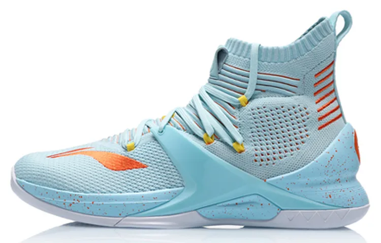 Li Ning Blockade Cushioning Slip Resistant Abrasion Resistant High top Basketball Shoes Men's Blue