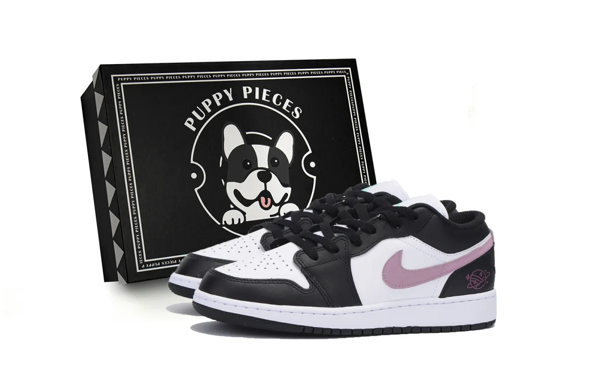 Jordan Air Jordan 1 Abrasion Resistant Low top Vintage Basketball Shoes Men's Black Pink