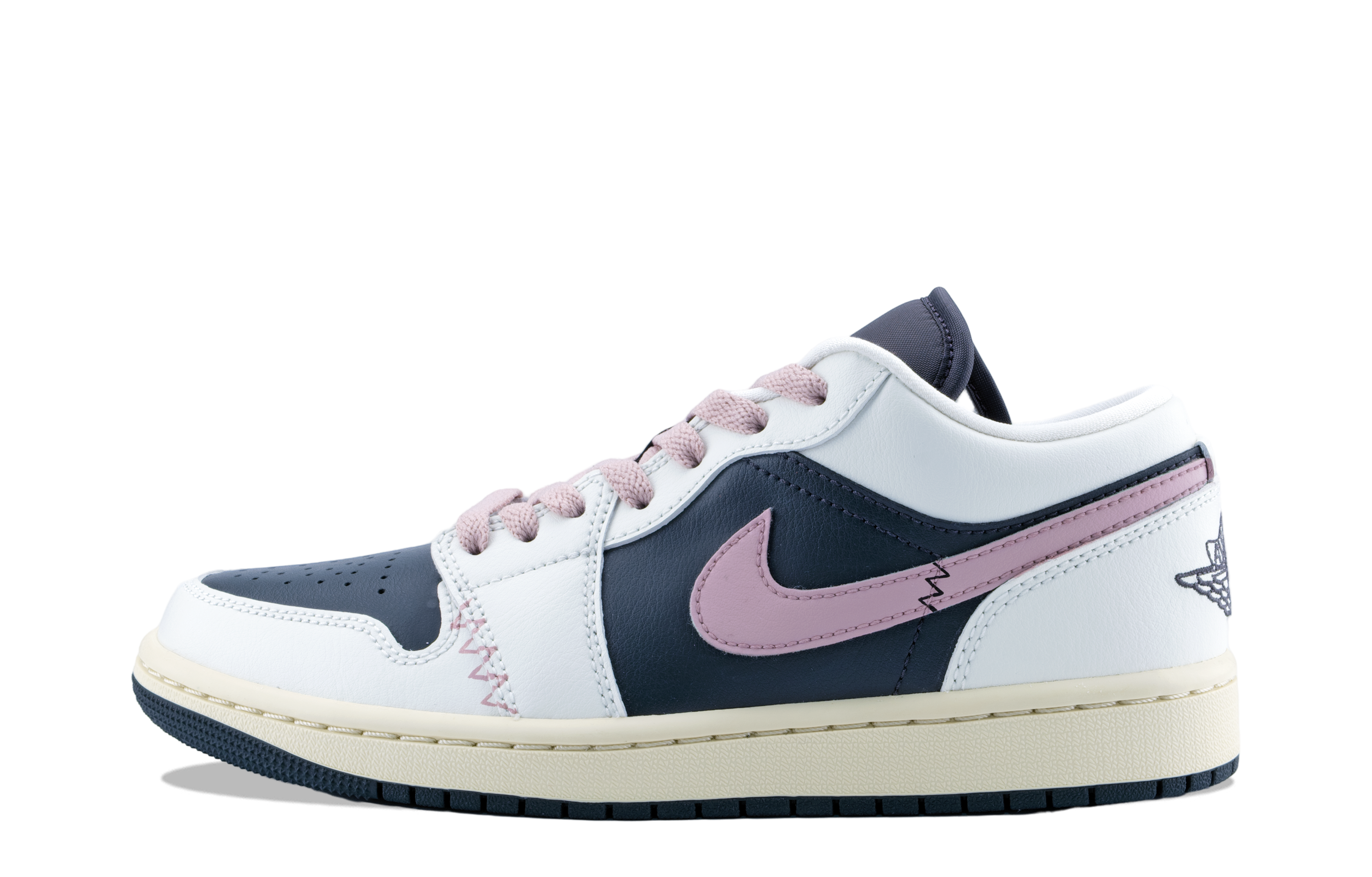 Jordan Air Jordan 1 Cushioning Slip Resistant Abrasion Resistant Low top Vintage Basketball Shoes Women’s Black Pink