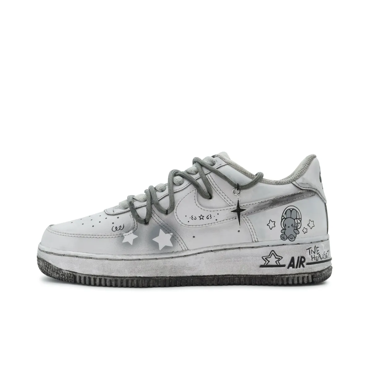 Nike Air Force 1 Low Skateboard Shoes GS Distressed Gray