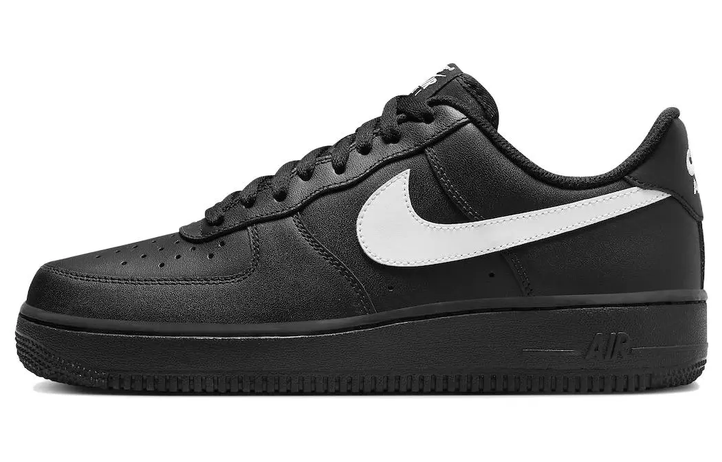 Nike Air Force 1 Cow Split Leather Cushioning Abrasion Resistant Low top Skateboard Shoes Unisex Black White