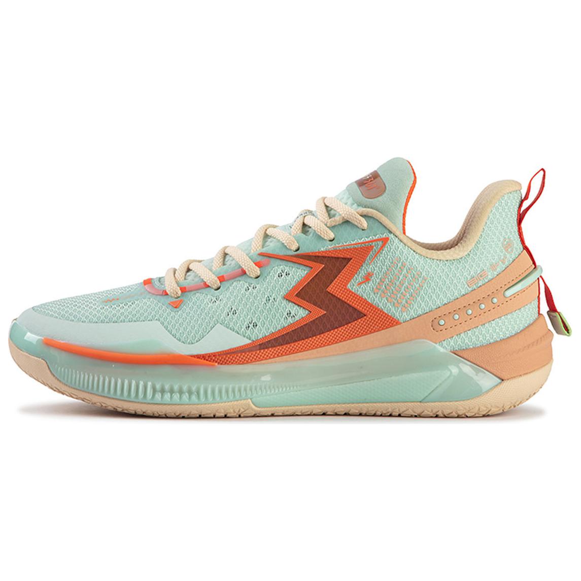 361° BIG3 5.0 Quick Comfortable And Trendy Mesh Cushioning, Wear Resistant Low top Basketball Shoes Men’s Green Orange