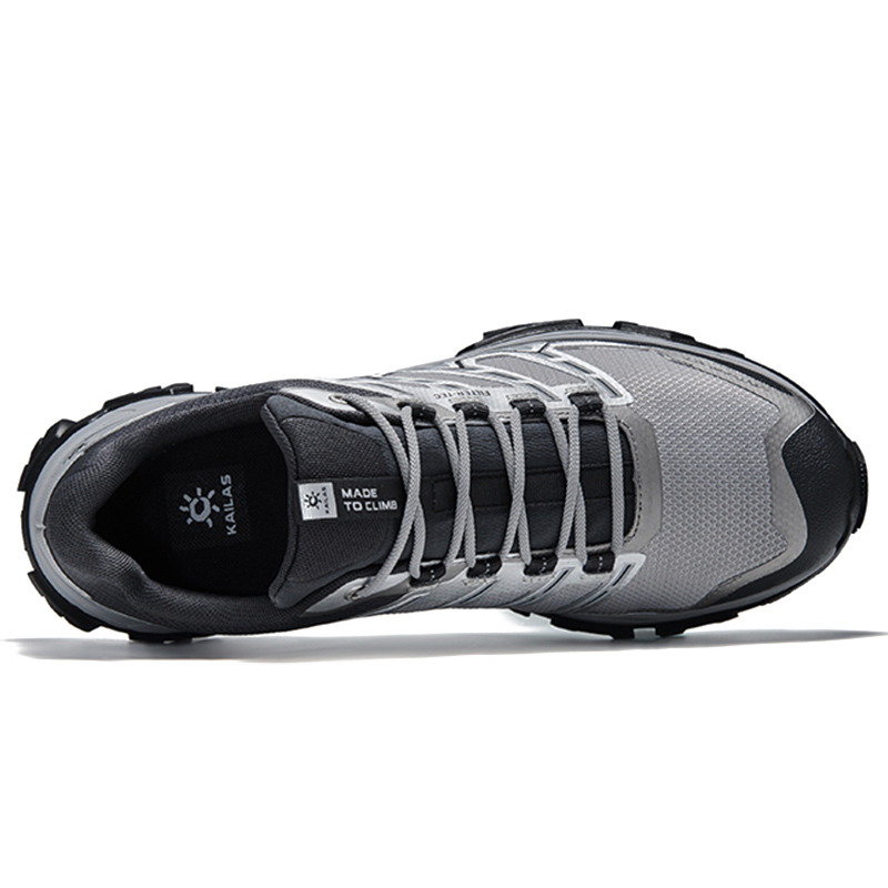 KAILAS Slip Resistant, Abrasion Resistant, Waterproof, And Breathable Low top Hiking Shoes Men’s Metallic Silver Gray