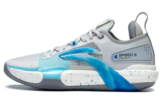 Li Ning Speed 9 Premium PRM Flat Slip Resistant Abrasion Resistant Low top Basketball Shoes Men's Gray Blue