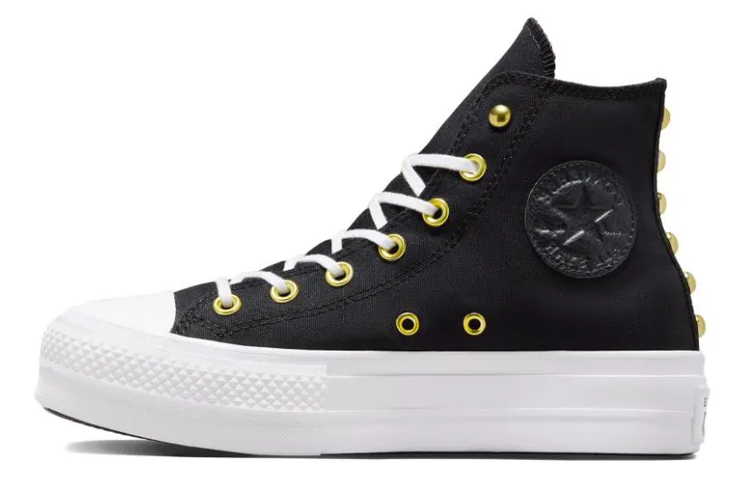 Converse Chuck Taylor All Star Lift Platform Star Studded 'Black White Gold' Women's