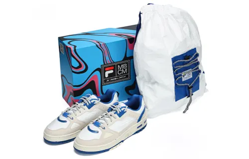 Marcelo Burlon x FILA FUSION Teratach Low top Vintage Basketball Shoes Men's White Blue