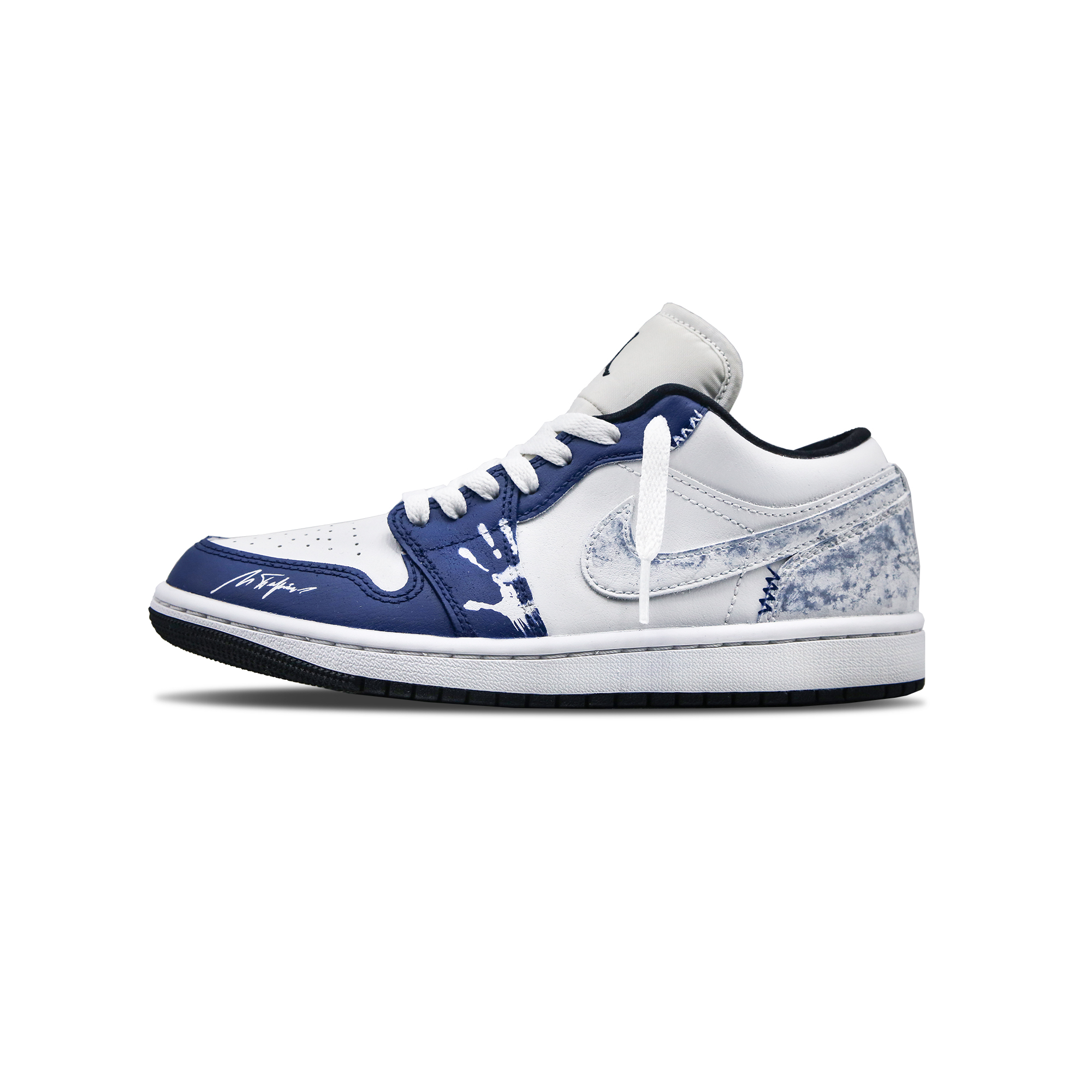 Jordan Air Jordan 1 ‘PalmWave’ Leather Slip Resistant Low top Basketball Shoes Women’s Blue White