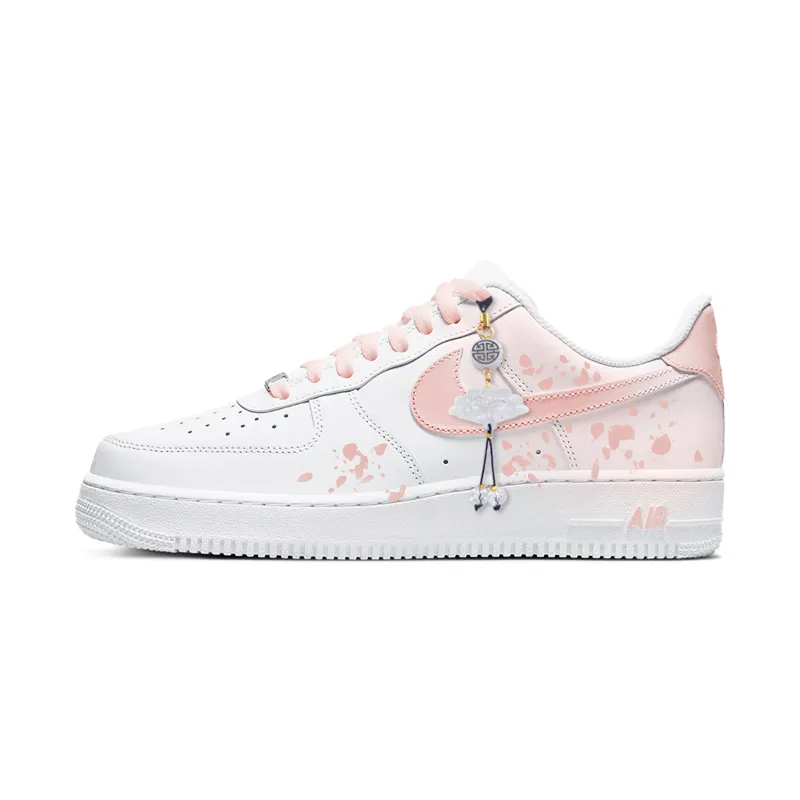 Nike Air Force 1 Slip Resistant Abrasion Resistant Low top Skateboard Shoes Women's Pink White