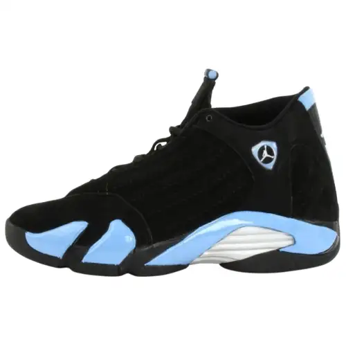 Jordan Air Jordan 14 Slip Resistant Abrasion Resistant Mid top Vintage Basketball Shoes Unisex Black Blue
