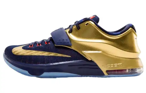 Nike KD 7 Gold Medal round toe lace-up non-slip lightweight low-top basketball shoes men's blue gold