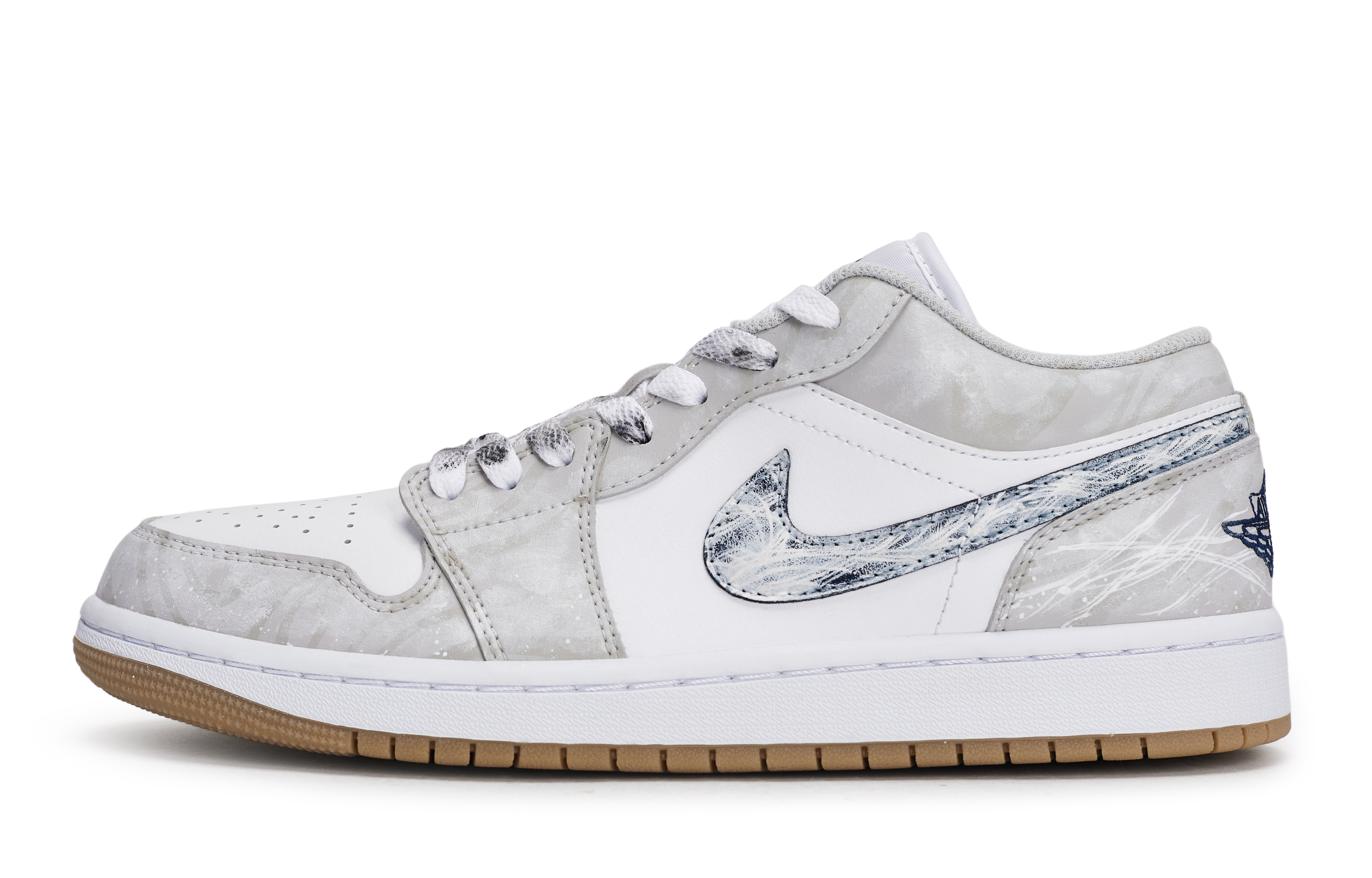 Jordan Air Jordan 1 Abrasion Resistant Low top Vintage Basketball Shoes Men’s Gray White Brown