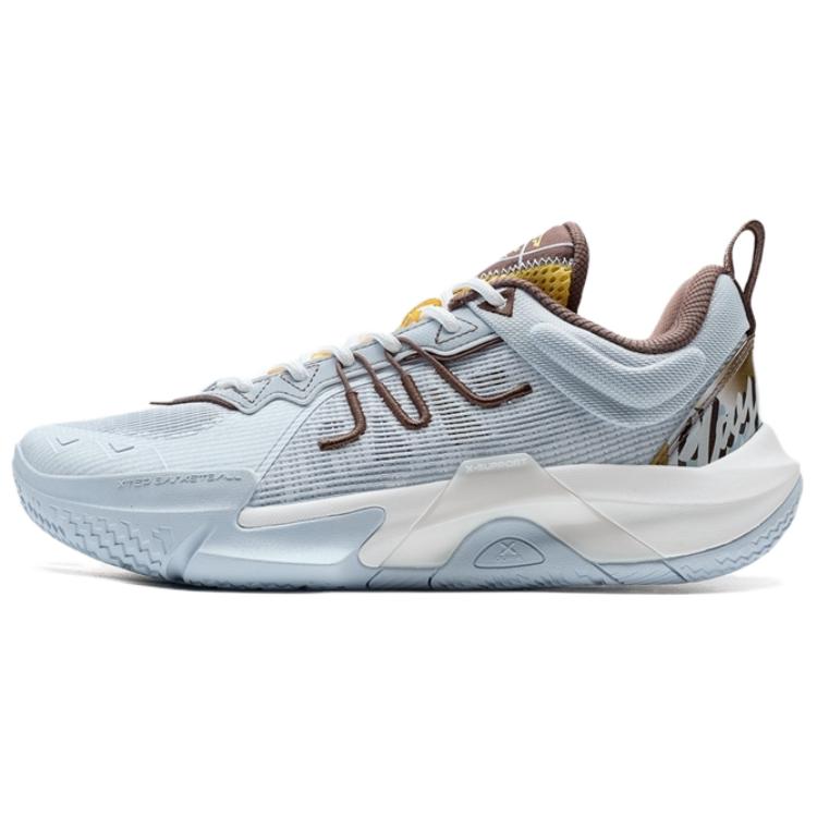 XTEP Slip Resistant Abrasion Resistant Low top Basketball Shoes Men’s Blue Brown