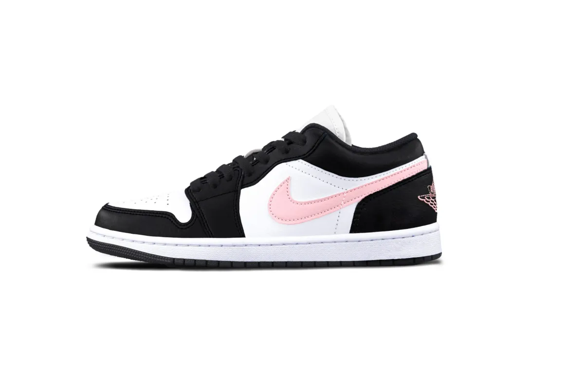 Jordan Air Jordan 1 Black Pink Toes Cushioning, Wear Resistant Low top Vintage Basketball Shoes Unisex Black White Pink