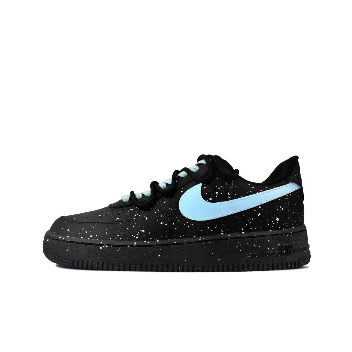Nike Air Force 1 Ether Blue Baby's Breath Slip Resistant Abrasion Resistant Low top Skateboard Shoes Unisex Black Blue